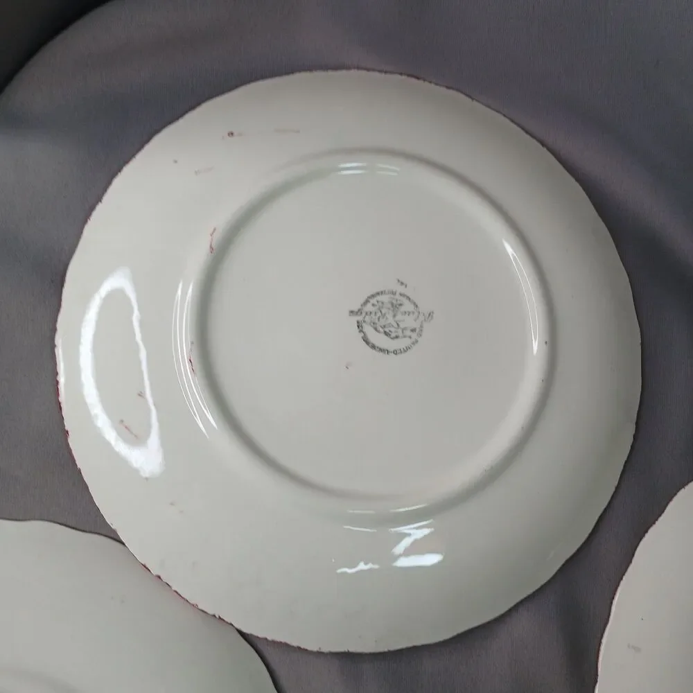 4 Blue Ridge Southern Pottery Lucheon Plates Crab Apples Vintage 5 Apples Red